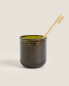 Olive green glass toothbrush holder