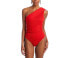 Haight Womens Ribbed High Waist Bikini Bottom Swimwear Red Size Medium