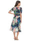 Фото #2 товара Women's Floral Tie-Waist Ruched-Sleeve Dress
