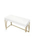 Lightmane Vanity Desk In White High Gloss & Gold Finish