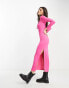 French Connection side split jersey midi dress in pink