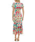 Women's Printed Keyhole Puff-Sleeve Midi Dress