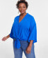 ფოტო #1 პროდუქტის Plus Size Tie-Front Top, Created for Macy's