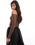 Фото #4 товара ASOS DESIGN one shoulder top in leopard print