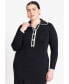 Фото #3 товара Plus Size Ribbed Sweater Dress With Collar - 26/28, Black Onyx