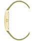 Women's Three Hand Quartz Rectangular Gold-Tone Alloy and Green Genuine Leather Strap Watch, 32mm