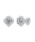 Фото #1 товара Sterling Silver White Gold Plated with 0.50ctw Lab Created Moissanite Round Halo Floral Cluster Stud Earrings