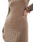 Vila waffle textured long sleeved maxi dress in taupe Серый, L - EU 40-42 - фото #2