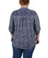 ფოტო #2 პროდუქტის Plus Size 3/4 Roll Tab Sleeve Y-Neck Top