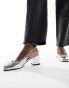 RAID Emilia ballet low block heels shoes in silver patent