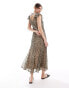 Vero Moda frill sleeve maxi dress in leopard print