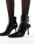 Pull&Bear kitten heel boot with pointed toe in black