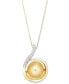 ფოტო #1 პროდუქტის 14k Gold Necklace, Golden South Sea Pearl (11mm) and Diamond (1/10 ct. t.w.) Swirl Pendant
