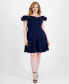 Фото #1 товара Trendy Plus Size Ruffled Off-The-Shoulder Dress