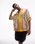 Фото #1 товара Topman short sleeve botanical border print satin shirt