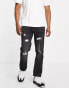 Фото #1 товара DTT slim fit extreme rip jeans in washed black