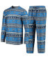 ფოტო #1 პროდუქტის Men's Navy Navy Midshipmen Ugly Sweater Long Sleeve T-shirt and Pants Sleep Set