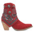 Dingo Bandida Round Toe Cowboy Booties Womens Red Casual Boots DI184-600