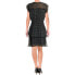 Auqua Women's Flutter Sleeve Layered Smocked Waist Dress Black Multi L