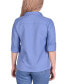 ფოტო #2 პროდუქტის Petite Long Sleeve Button-Front Blouse