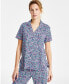 ფოტო #7 პროდუქტის Women's 2-Pc. Notched-Collar Cropped Pajamas Set