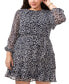Plus Size Printed Tiered-Skirt Chiffon Dress
