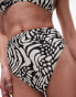 Фото #2 товара Topshop high waist bikini bottom in mono animal print