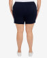 Plus Size Essentials Solid Color Tech Stretch Shorts with Elastic Waistband