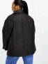 ASOS DESIGN Curve washed faux leather longline biker jacket in black