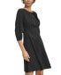 Women's 3/4-Sleeve Ruched A-Line Dress