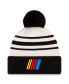 Фото #1 товара Men's Black, Cream NASCAR Bar Cuffed Pom Knit Beanie