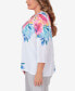 ფოტო #3 პროდუქტის Plus Size Paradise Island Long Sleeve Flower Lace Top