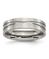 ფოტო #1 პროდუქტის Titanium Polished X-Design Grooved Flat Wedding Band Ring