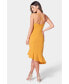 ფოტო #2 პროდუქტის Women's Cross Over Flounce Midi Scuba Crepe