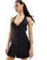 Фото #2 товара Missyempire halterneck plunge button through mini dress in black