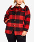 ფოტო #1 პროდუქტის Plus Size Faux Wool Plaid Jacket