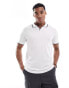 French Connection trophy tipped neck polo in white