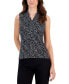 Фото #1 товара Women's Pleated-Neck Printed Sleeveless Top