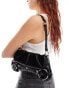 Фото #2 товара Bershka shoulder bag with ring detail in black faux leather