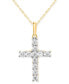 Фото #1 товара Forever Grown Diamonds lab-Created Diamond Cross 18" Pendant Necklace (1/2 ct. t.w.) in Sterling Silver
