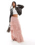 Фото #1 товара Miss Selfridge lace tiered maxi skirt in dusky pink