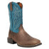 Justin Boots Canter Water Buffalo 11" Wide Embroidered Square Toe Mens Blue, Br