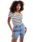 Фото #1 товара Pull&Bear zip through bardot top in blue stripe