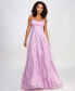 Фото #1 товара Juniors' Sequin Embroidered Sleeveless Open-Back Lace-Up Gown, Created for Macy's