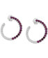 Lab-Grown Ruby (1-3/8 ct. t.w.) & White Sapphire (1-1/10 ct. t.w.) Front & Back Hoop Earrings in Sterling Silver