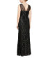 ფოტო #2 პროდუქტის Women's Sequin Illusion Feather Gown