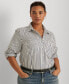 Фото #1 товара Plus Size Stripe Roll Tab Button-Down Shirt