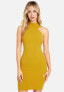 bebe 298141 Mini Halterneck Bodycon Dress Golden Spice / S