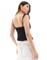 Фото #2 товара Bershka contrast piping corset top in black and white