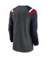 Фото #4 товара Men's Heathered Charcoal, Navy New England Patriots Tri-Blend Raglan Athletic Long Sleeve Fashion T-shirt